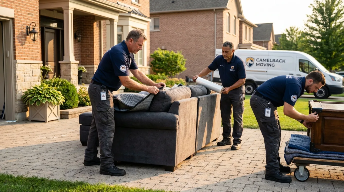Large estate moving crew wrapping furniture in Jordan, MN